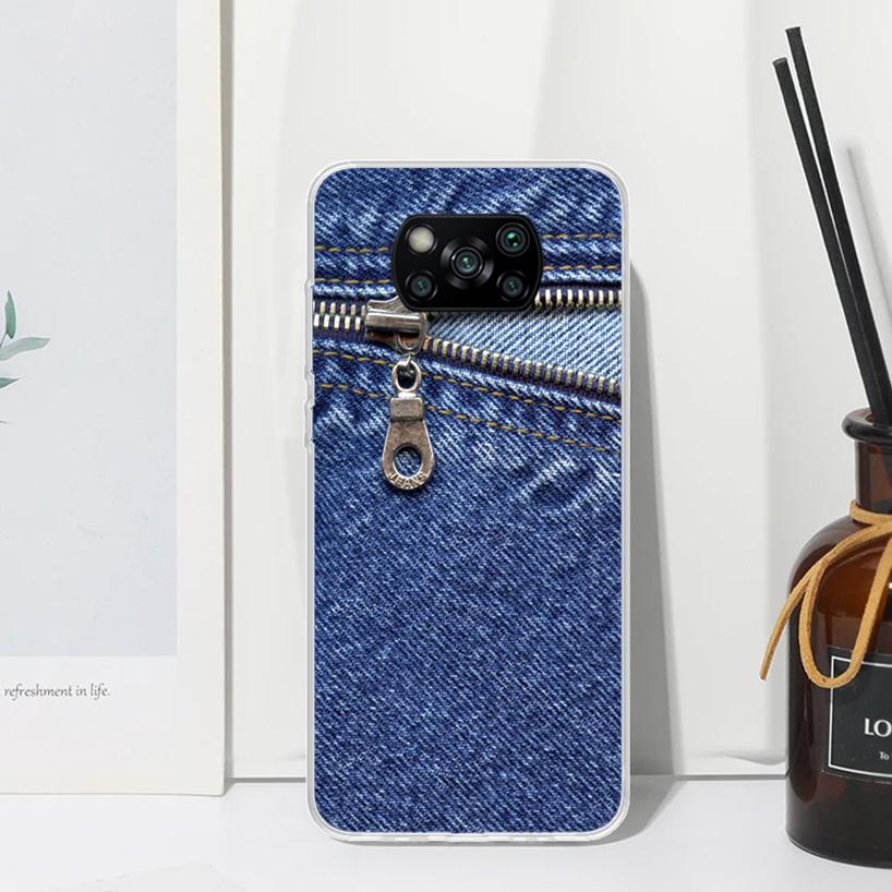 Jeans Cowboy Denim Printed Phone Case For Xiaomi Poco X7 X6 X5 M7 M8 Pro F7 Ultra Redmi 15C 15 13C 13 12C 12 10 10C 10A Art Fund