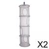 2x Foldable Hanging Space Saver Bags Drying Basket 4 Compartments Mesh Storage Organizer Net