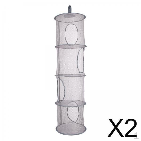 

2 шт. Складные подвесные сумки для экономии места, корзина для сушки, 4 отделения, сетчатый органайзер для хранения