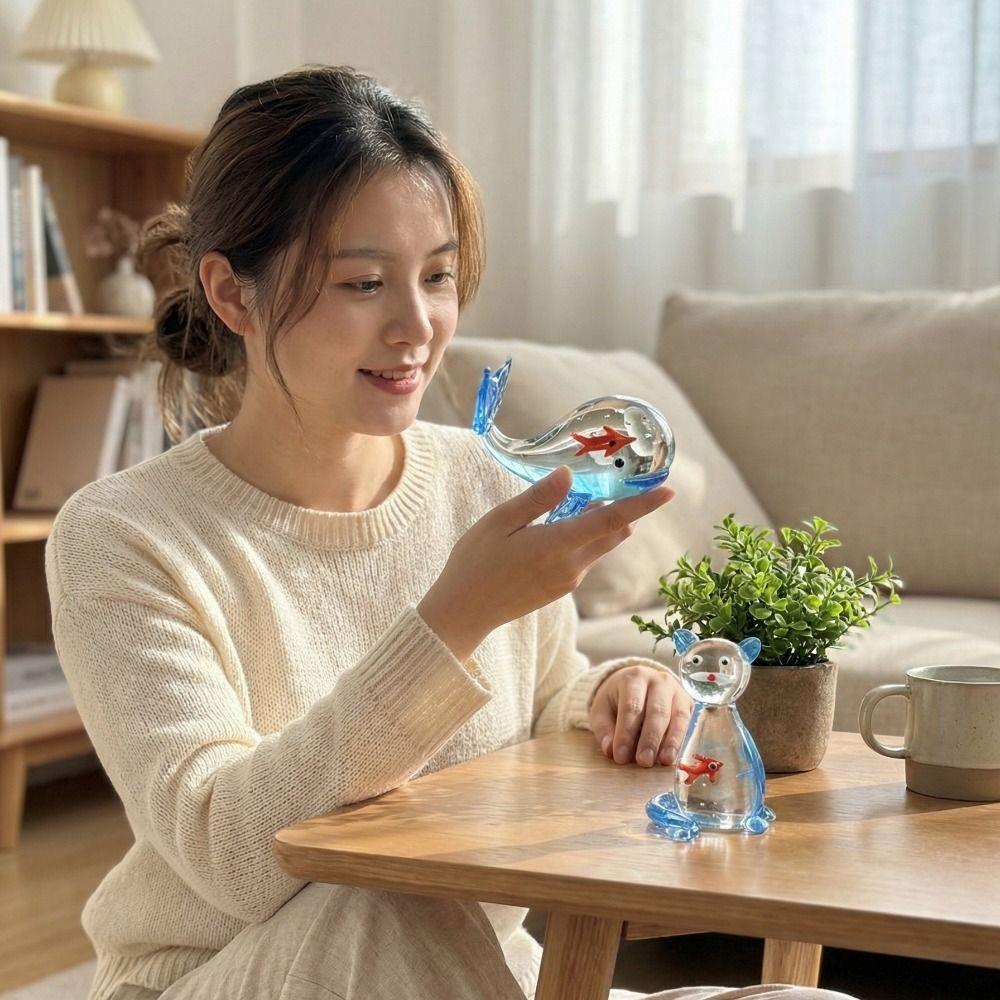 Cartoon Mini Taschenfisch Ornamente Simulation Glas Tasche Fisch Figurine Miniatur Dekor