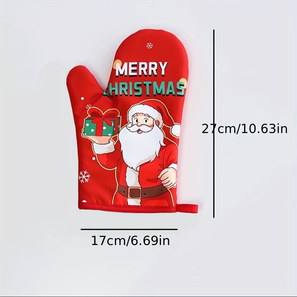 Christmas Microwave Heat Insulation Gloves Oven Anti-scald Heat-resistant Kitchen Cotton Linen Baking Gloves Household Home
