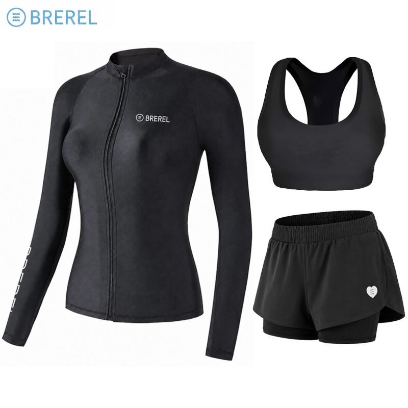 Womens Long Sleeve UPF 50 Rash Guard Swimsuit With Chest Pad Snorkeling Surfing Jellyfish Protection