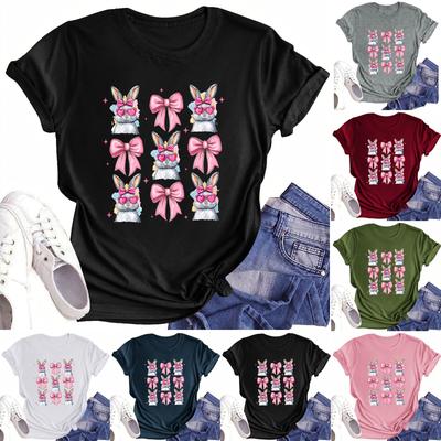 Women's Round Neck Casual Printed Short-sleeved T-shirt Top