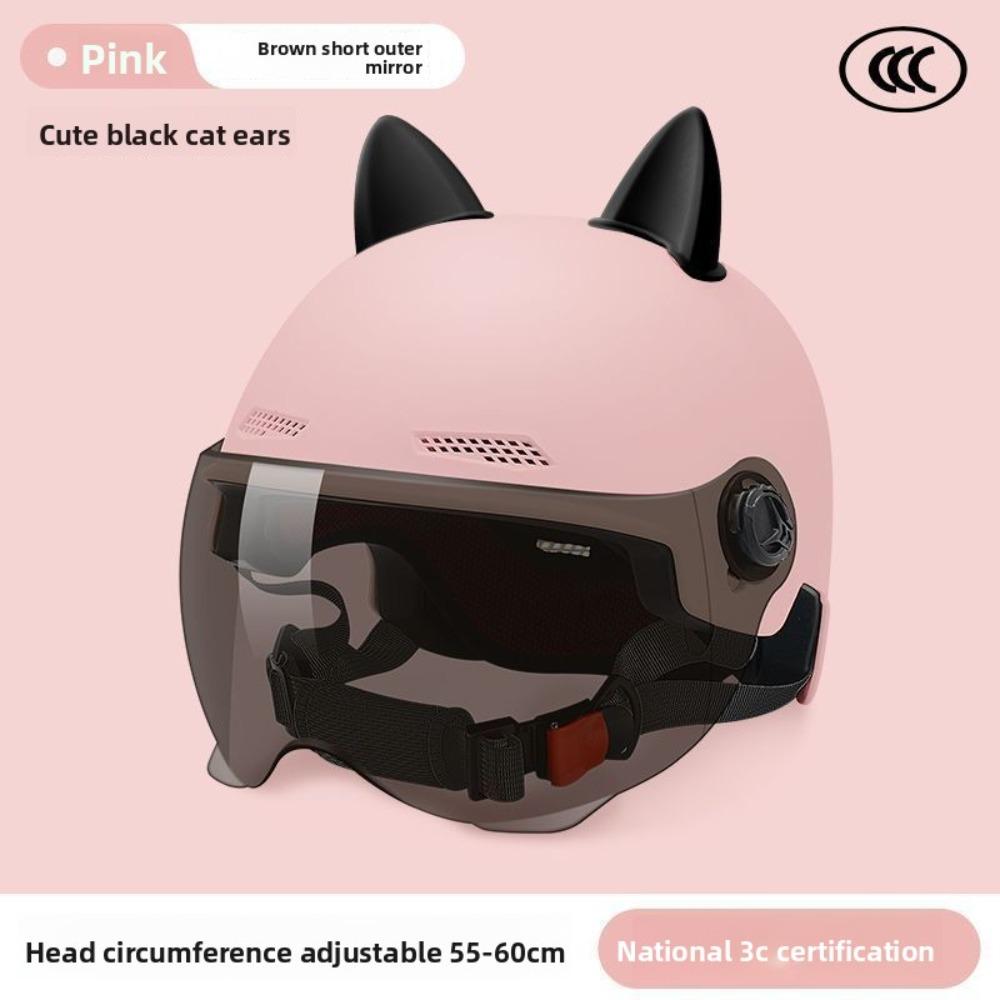 Suitable for Electric Vehicles, Women's Summer Sunscreen, Women's Battery Car, An Hat, Cute Cat Ears, Universal In All Seasons, Half Helmet Men