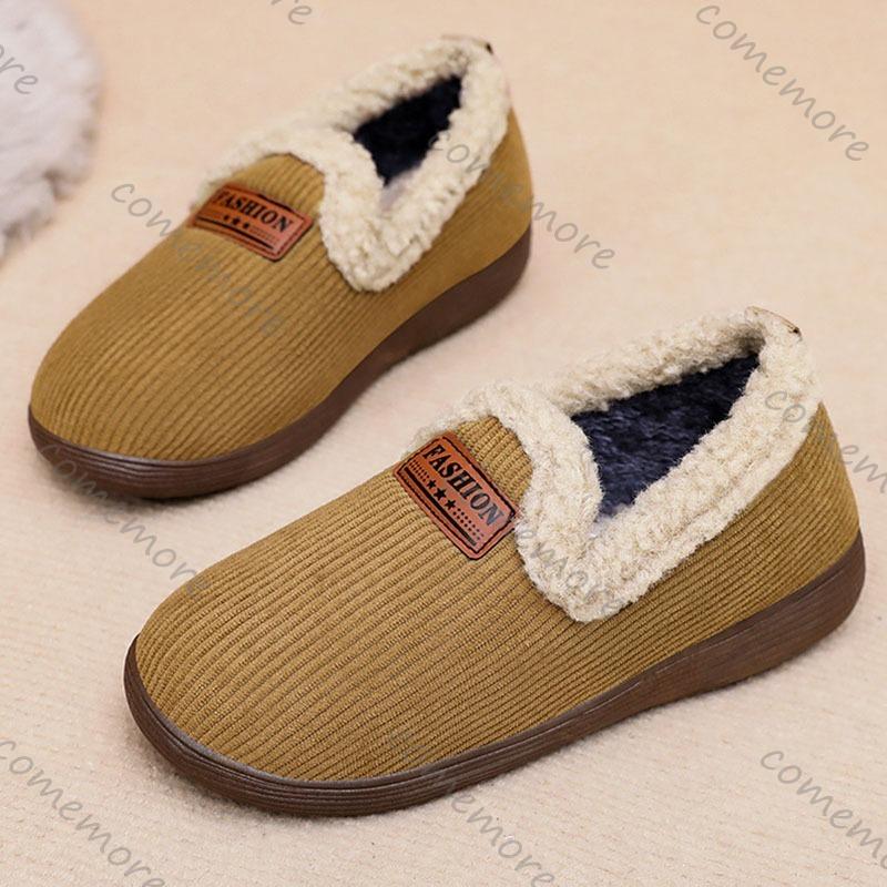 Fashion Comemore Cotton Shoes Women Autumn Winter New Warm Home Leisure Plush Slippers Padded Thickened Flats Slip On Women's Shoes