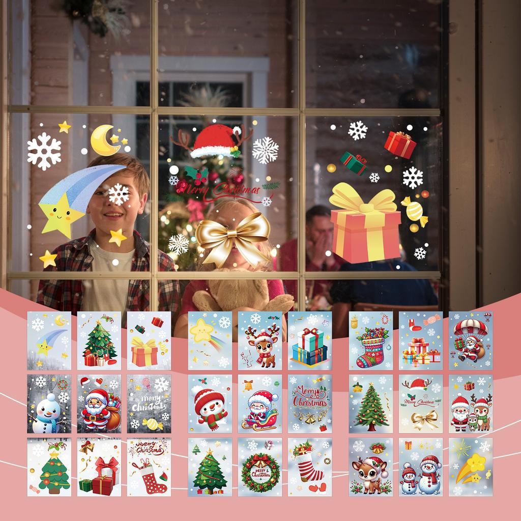 Christmas Snowflake Window Sticker 9PCS Glass, Christmas Sticker Decoration Festive Snowflake Sticker Suitable For Party Festive Atmosphere Decoration