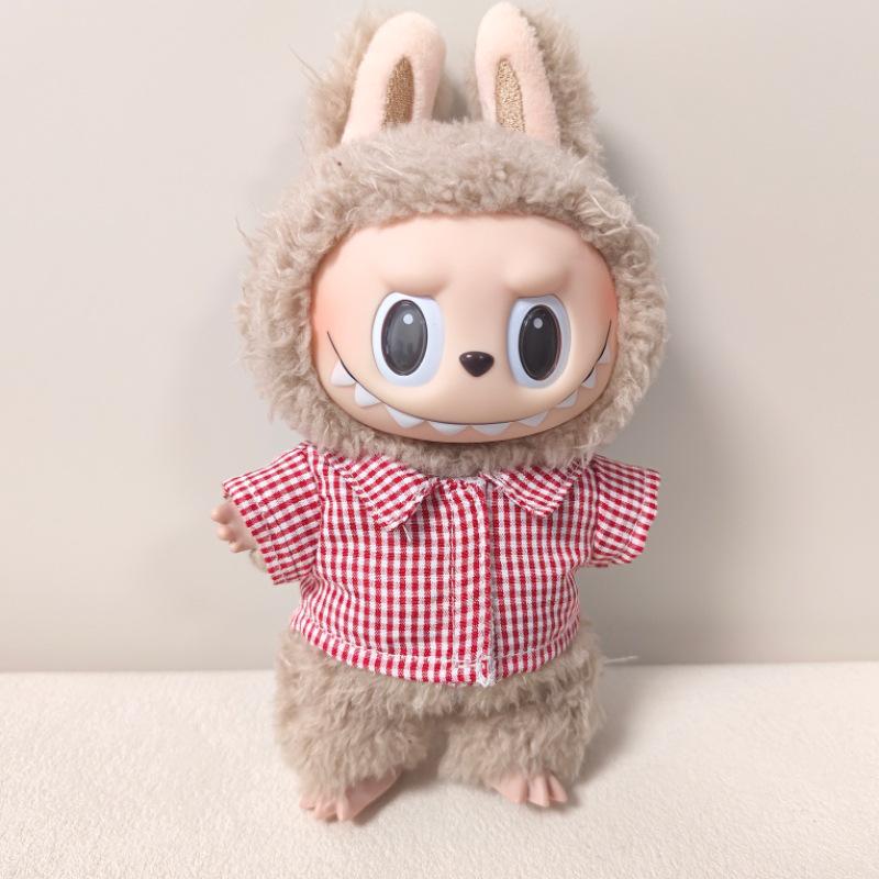 Labubu Pendant Clothing Set for First & Second Generation: Includes Striped Shirt, Pants, & Bag Replacement for Labubu Doll