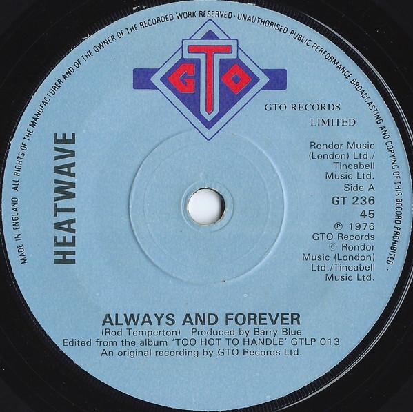 7inch Record HEATWAVE - Always And Forever GT236 GTO 1977 UK Soul/Funk Used