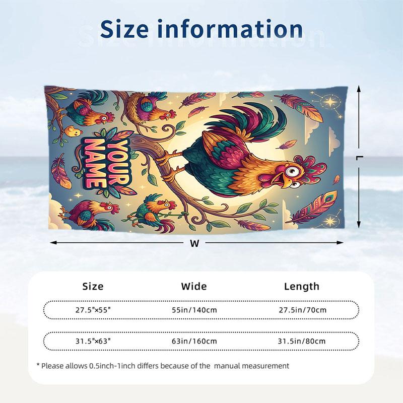 Decorative Artwork Theme Beach Towel Personalized Custom Name & Text Soft Quick Dry Beach Towel for Swimming Travel