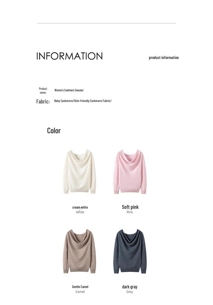 Cashmere Loose Neck Sweater - Women's Autumn/Winter 2026 Knit, Versatile & Slimming Solid Color