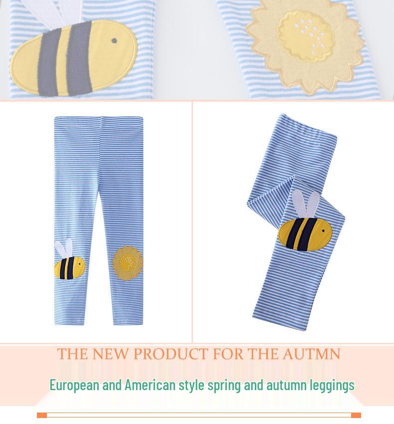 Girls' Cartoon Baby Leggings - Thin, Spring & Autumn Style