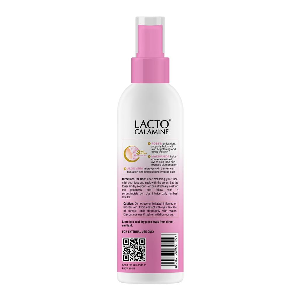 Lacto Calamine Rose Water Toner For Glowing Skin 120ml Pack Of 1 Hydrating Face Toner