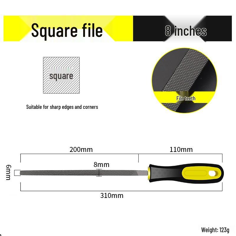 Multifunctional Steel File Set: Triangular, Half-Round, Round, Flat, Board, and Rasp Files