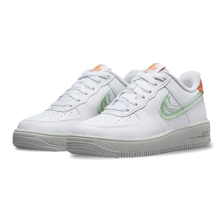 Nike Air Force 1 Crater GS Brushstroke Kids Sneakers White Orange-Trance Sail DX3067-100