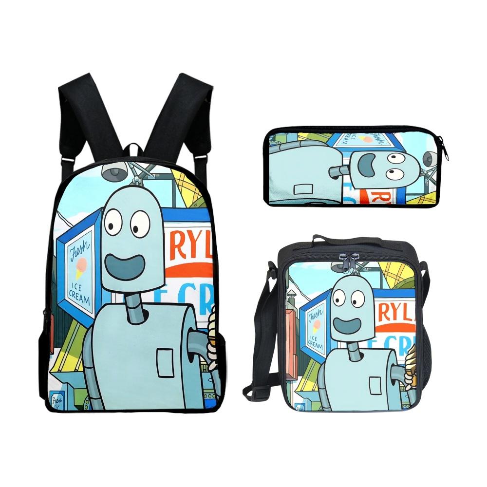 Classic Popular Novelty Funny Robot Dreams 3D Print 3pcs/Set pupil School Bags Laptop Daypack Backpack Lunch bag Pencil Case