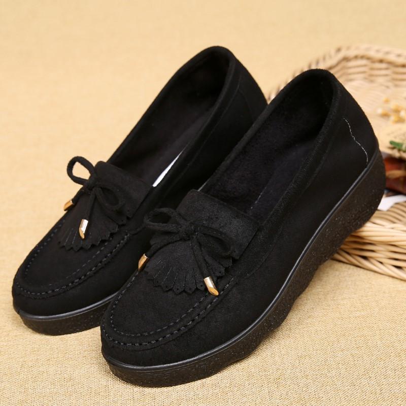 

Весенние новые старые Пекинские тканевые туфли женские туфли-маффины на платформе Doudou туфли на танкетке туфли для мам женские туфли 35 чёрный