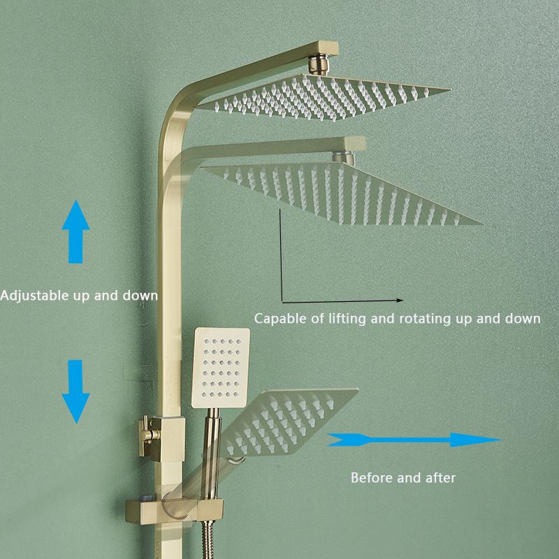 Bathroom 8" Rainfall Shower Faucet Bath Faucet Wall Mounted Swivel Bath Spout Shower Mixer Tap Shower Faucet Shower Set Mixer