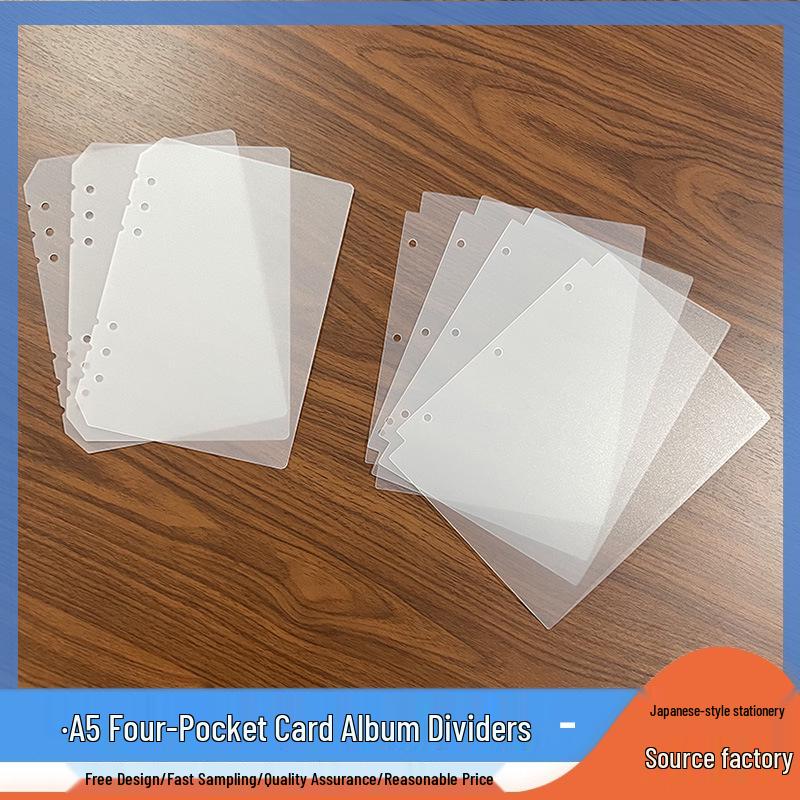 A5 Four-Pocket Star Card Album Divider: 6-Hole PP Binder Separator Sheets for Inner Page Protection.
