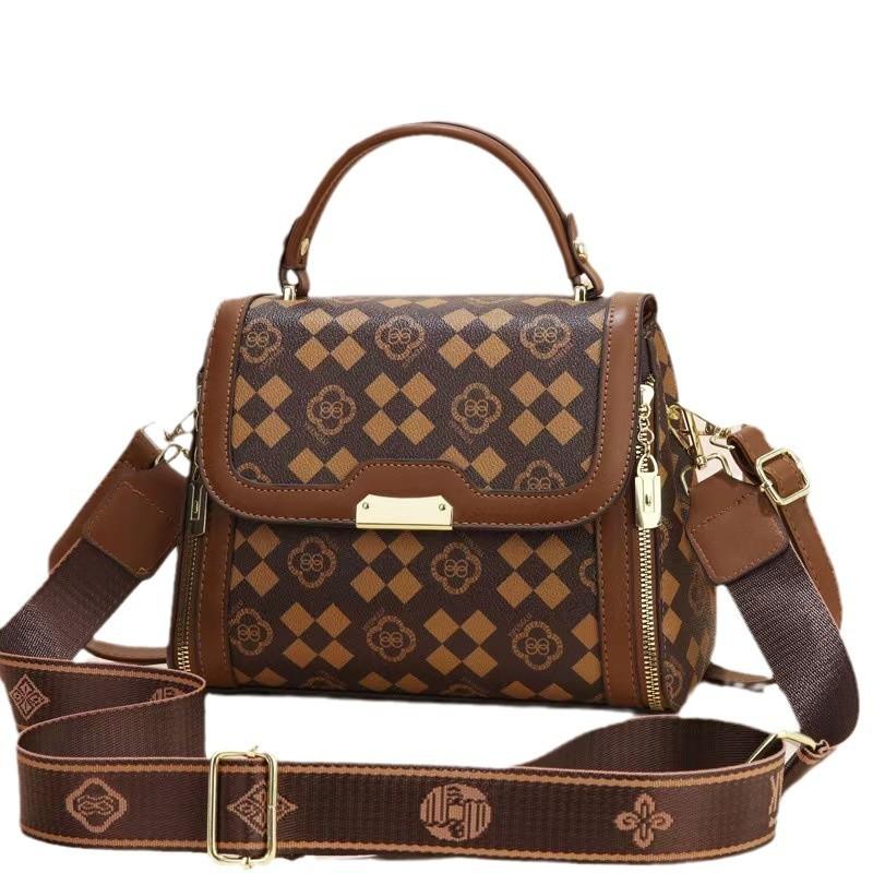 New High-appearance Horizontal Patchwork Checkered Printed Handbag  Multi-layer Large-capacity Small Square Bag, Simple Crossbody Bag for Women