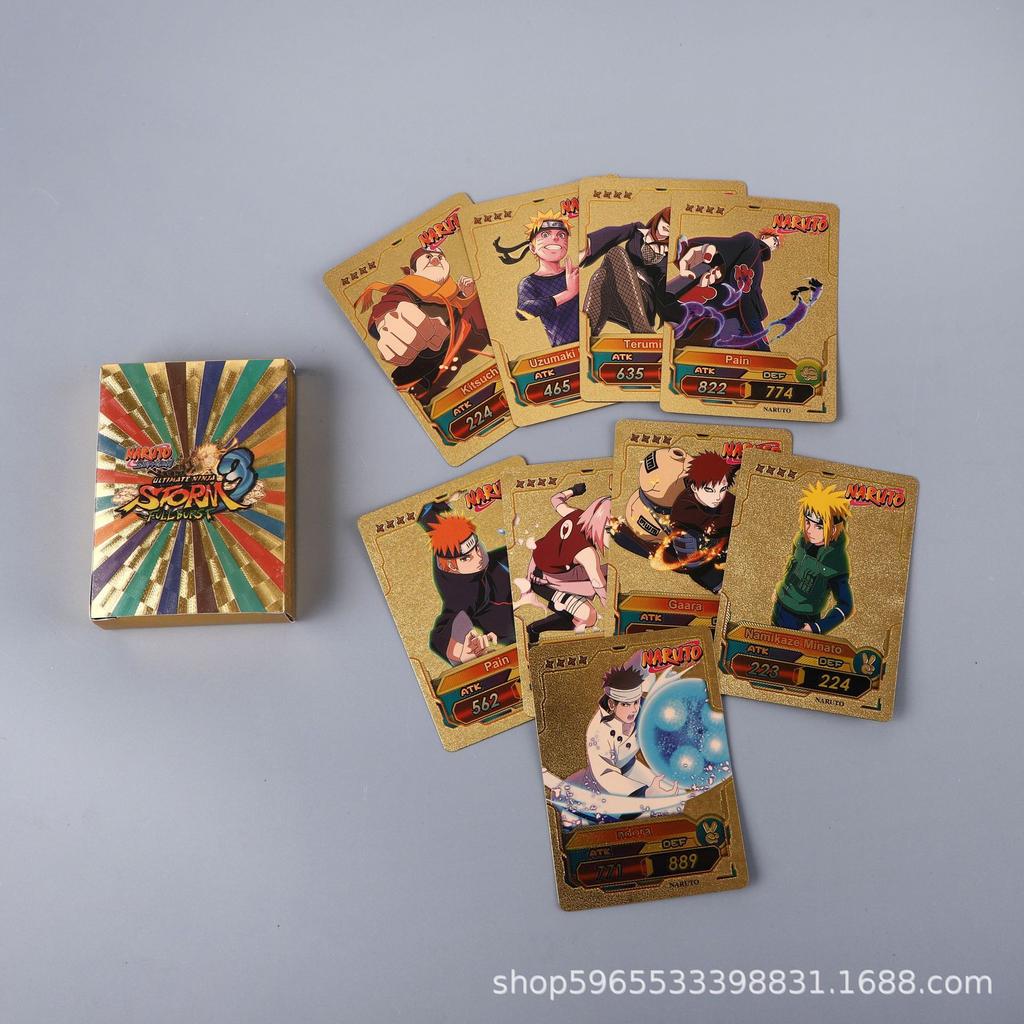 55 Piezas Tarjeta Naruto Dorada Serie Inglesa Kakashi Uchiha Sasuke Rara Colección Combate Regalo para Fan Infantil Juego de Mesa Juguete