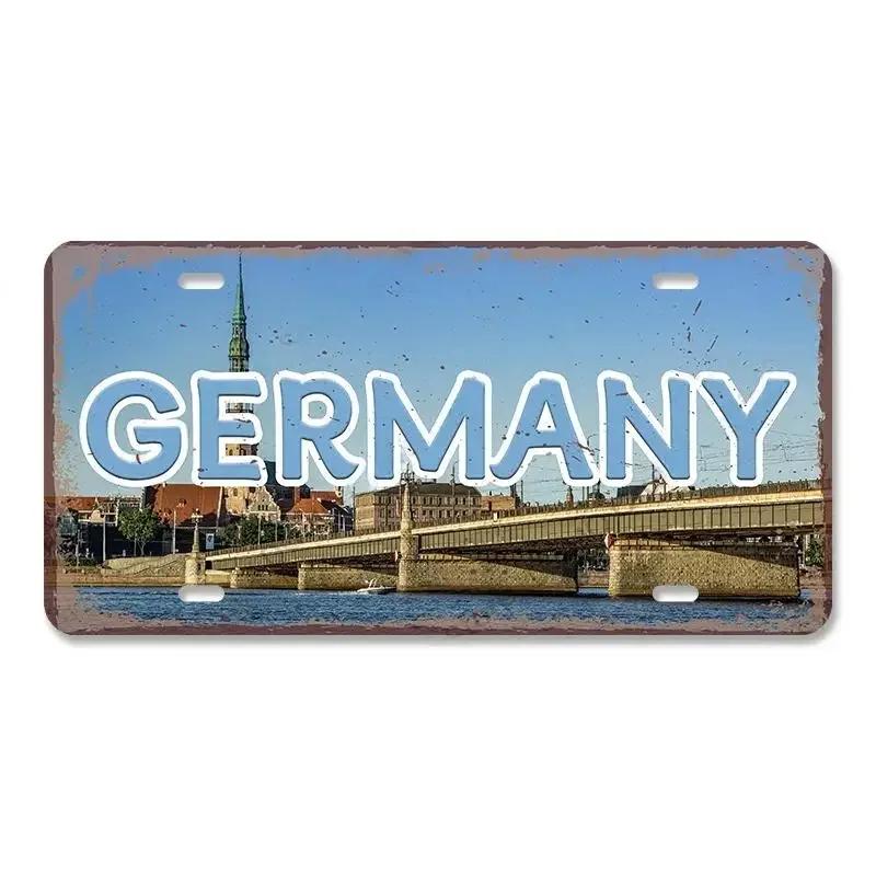 Vintage Metal Tin Signs Decors Country Capital City License Plate Retro America France Brazil Turkey Metal Posters Cafe Club Bar