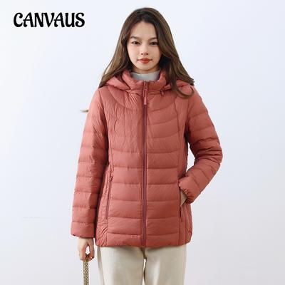 Invierno Mujer 90 Plumón de Pato Simple Color Sólido con Capucha Desmontable Chaqueta de Plumón Ligera