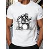 European sizes Muscular Monkey Drummer Graphic Men'S T-Shirt Animal Music Theme Summer Casual Wear Gift for Music Lovers And Fun-Loving Friends