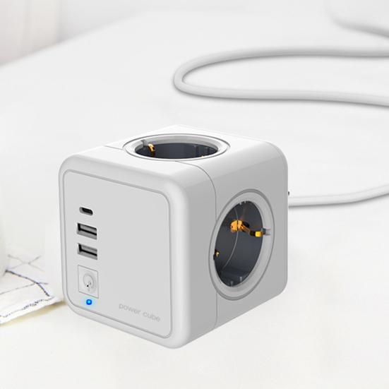 Compact Socket Cube 5 Sockets Wireless Power Strip with Child Safety Short Circuit Overcurrent Fault Current Protection Portable Socket Strip