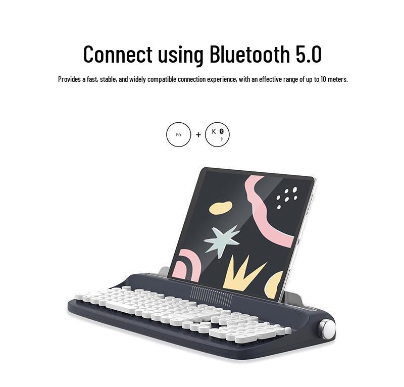 Actto Retro Bluetooth Typewriter-Style Keyboard & Mouse Combo for Business Office (104-Key)