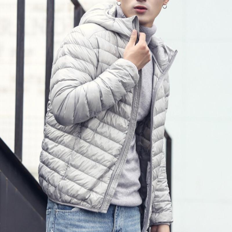

Minimalist Men s Lightweight Down Jacket with Hood Winter Coat for Men Plus Size Men s Clothing XXXXL срібло сірий колір