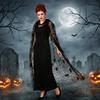 Leichter Halloween-Kapuzenumhang Halbtransparenter Langer Umhang Spinnennetz-Netzstoff Cardigan Damen