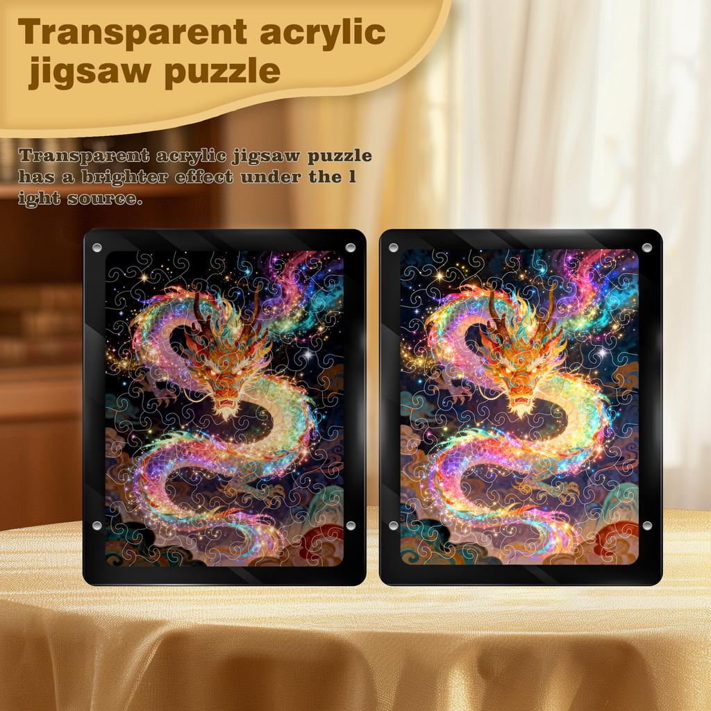 Colorful Dragon Puzzle Decorative Ornament Gift Guochao Transparent Acrylic Puzzle