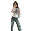 Letter Slim Short Sleeve T-Shirt Women's Spring and Summer New Korean Skinny Black Bottom Shirt