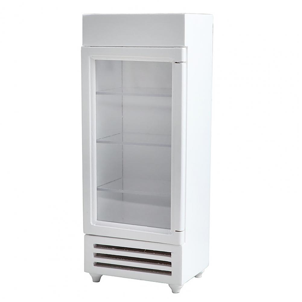 1/12 Doll House Freezer Miniature Model Refrigerator With Transparent Glass Door Kitchen Furniture Toy Decor