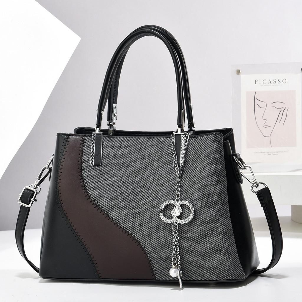 

Fashionable Color Block Macaron Handbag Stylish Casual Shoulder Bag For Everyday Use чёрный