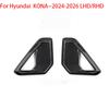 For Hyundai KONA SX2 Carbon Fiber Interior Trim Window Button/Door Bowl Cover/Front Water Cup Holder/Steering Wheel Decoration
