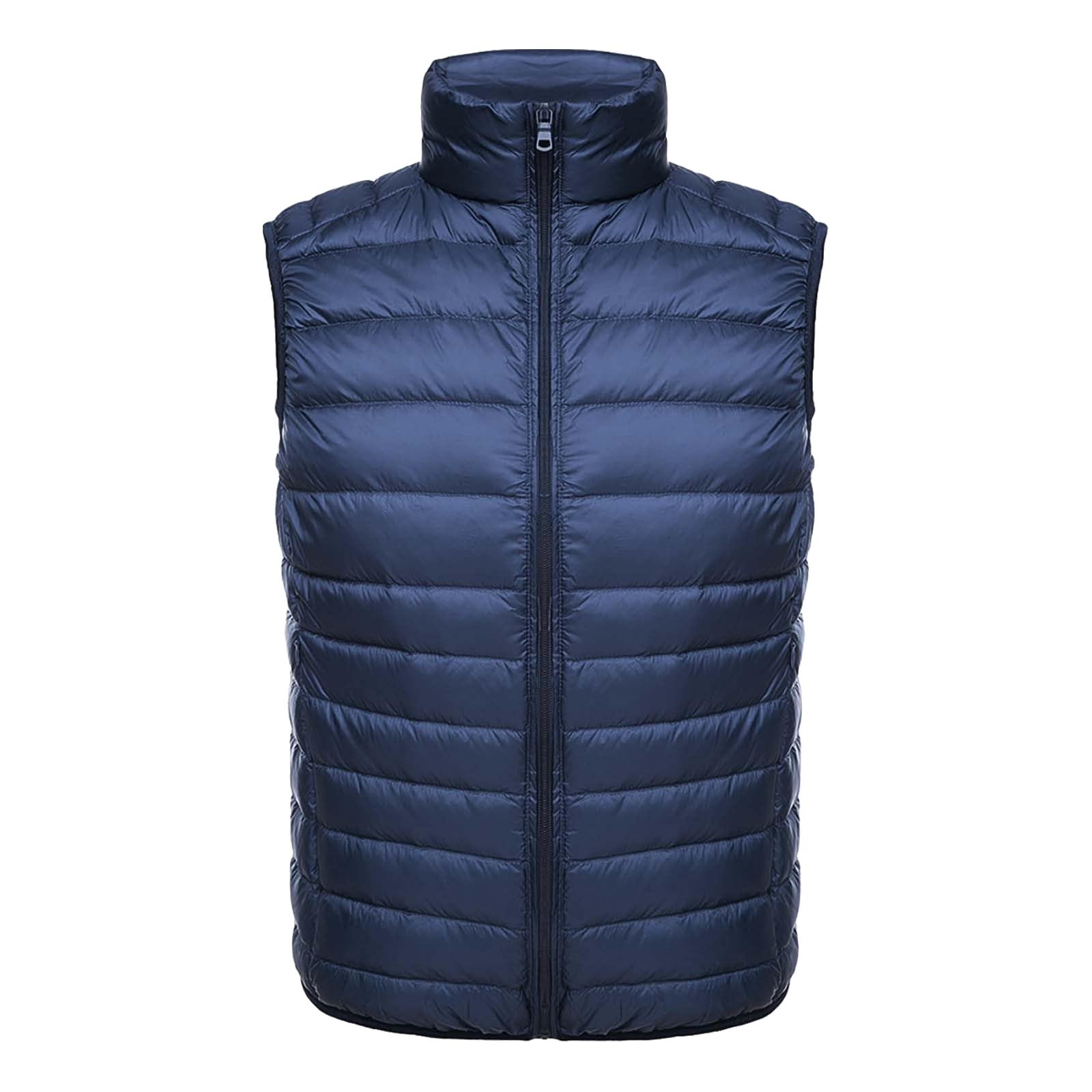 

Зимняя теплая безрукавка для мужчин, легкий пуховый жилет с воротником-стойкой, ветрозащитный, на молнии, компактно складывающийся L