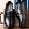 Men's Genuine Leather Slip-On Casual Shoes for Middle-Aged and Elderly; Soft Sole, Non-Slip, Top Layer Cowhide.