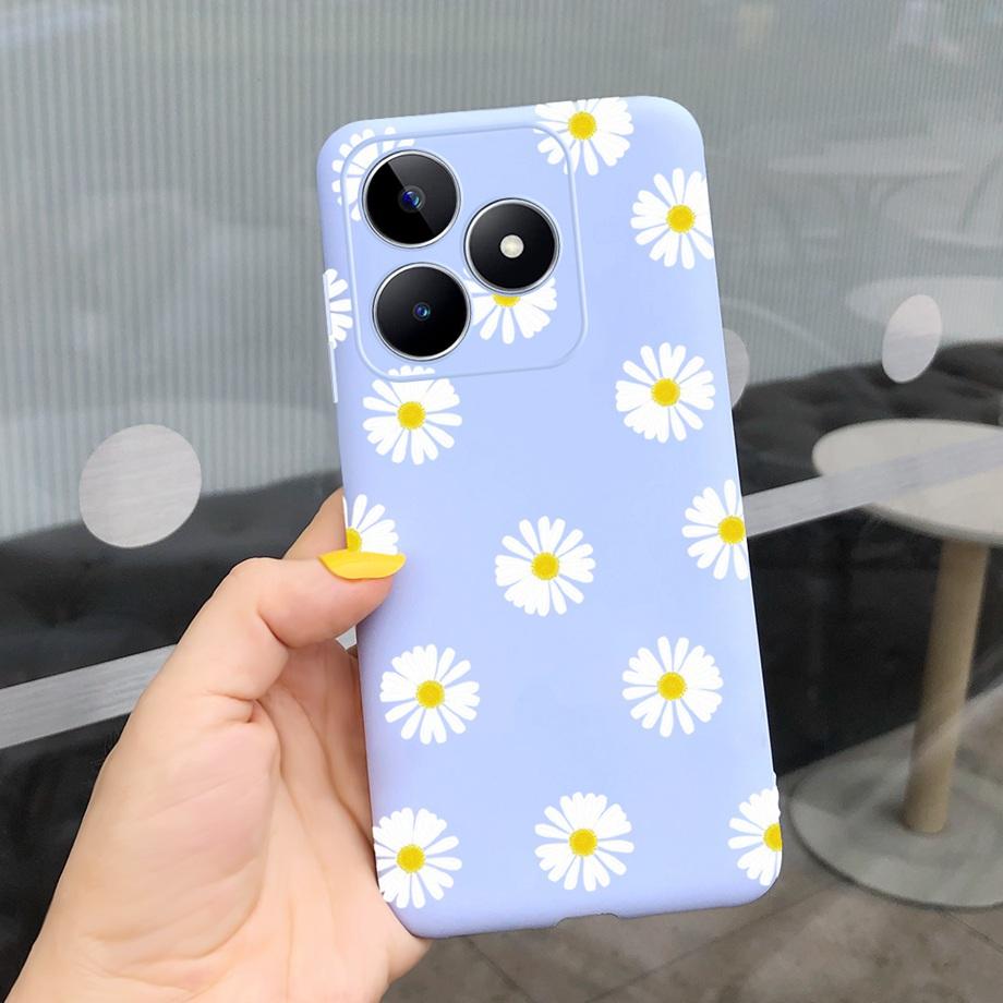 For Realme C53 C51 Cases Shockproof Soft Luxury Silicone TPU Bumper Case For RealmeC51 C 51 C 53 Flower Painting Girly Capa Etui