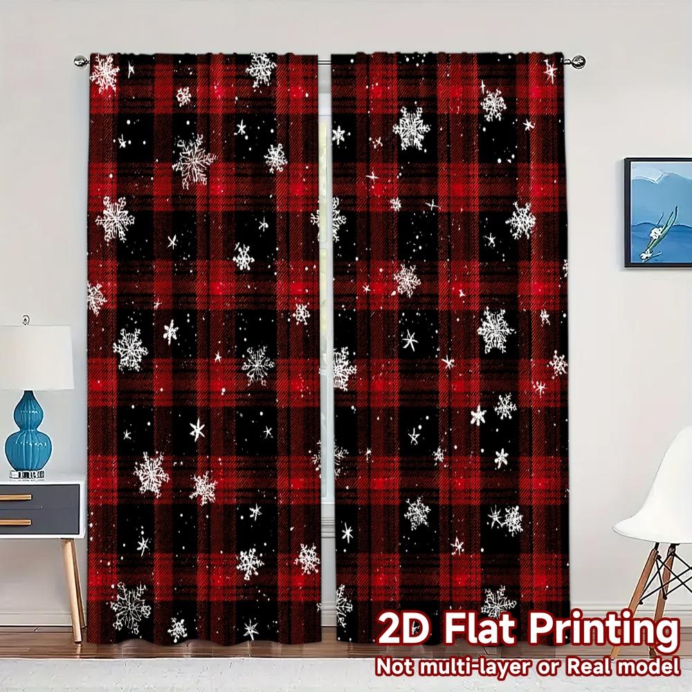 

Set Of 2 Flat Printing Jit Curtains Without Rod Festive Gnomes Chic Fashionable Versatile Polyester Made W100*H70(CM)-Grommet top&1PCS