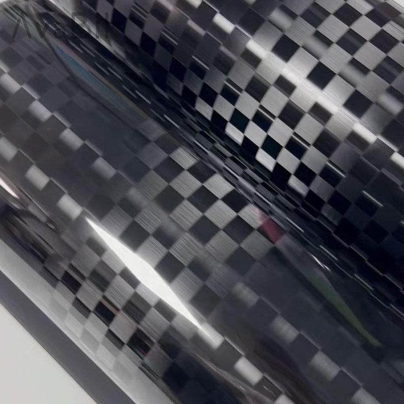 New Car Stickers Gloss Black Grey Grid Wrap Decal Carbon Fiber Films Auto Body Decoration Sticker for Motorcycle Car Accessories