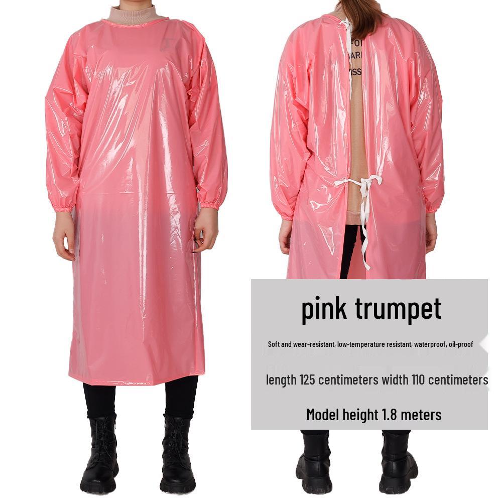 Livsmedelsgodkänd TPU Vattentät och Oljebeständig Syrabeständig Arbetsförkläde med Lång Ärm för Slakteri