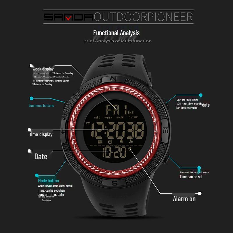Sanda Luminous Men's Multifunctional Waterproof Tactical Sports Watch