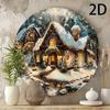 Vintage Christmas House Round Aluminum Sign X Cm PreDrilled Wall Decor for Home Festive Holiday Gift