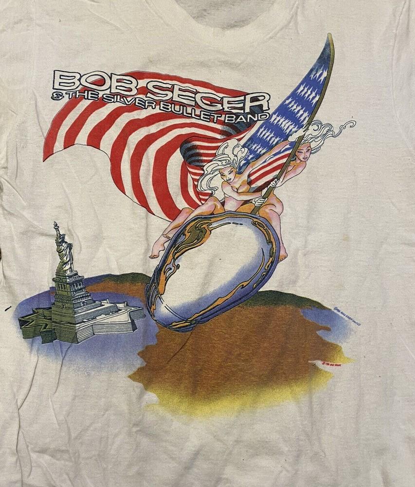 1986 Bob Seger Like A Rock Vintage Tour Shirt Classic White Unisex S-5XL E1269 Unisex T-Shirt L