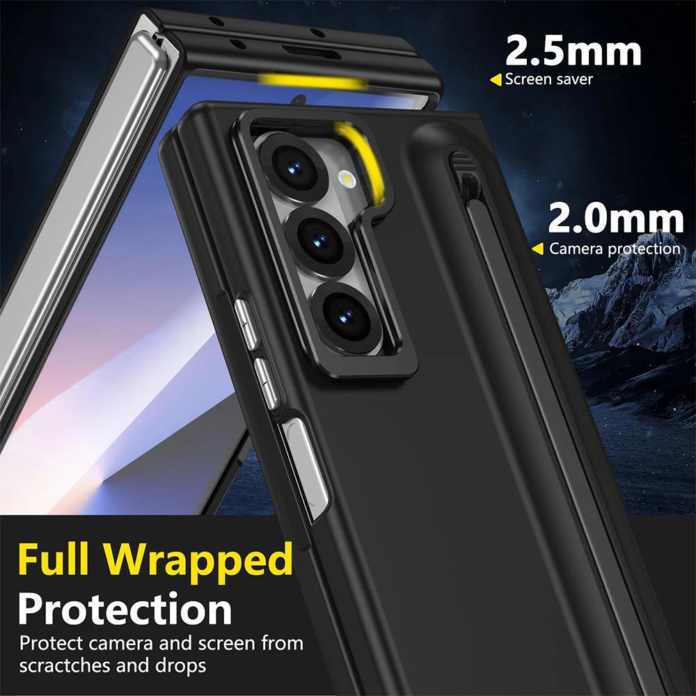 Luxus Business Stylus Slot Kickstand Hülle Für Samsung Galaxy Fold 7 6 5 4 Gehärtetes Glasfolie Integriert Anti-Drop Robuste Abdeckung