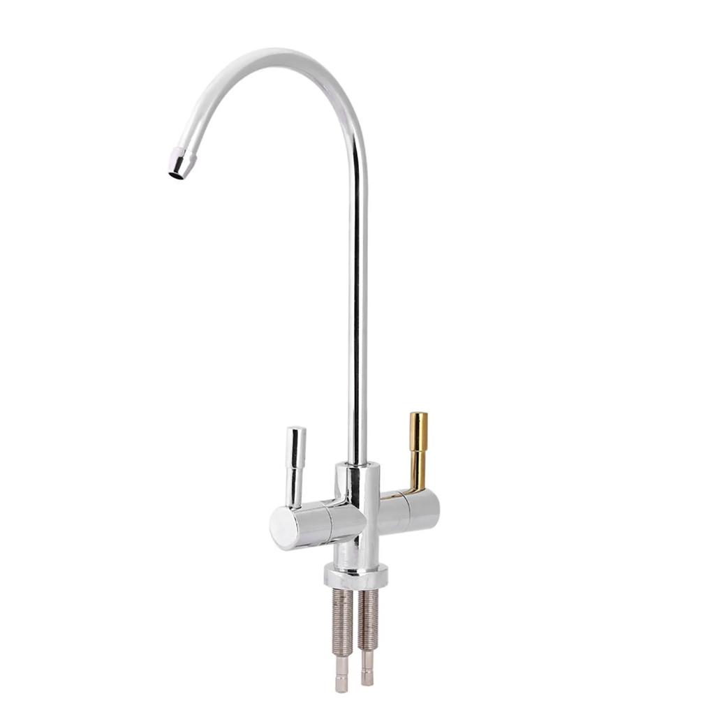 1/4'' Double Holes Sink Faucet Tap Chrome Reverse Osmosis RO Drinking Water Filter
