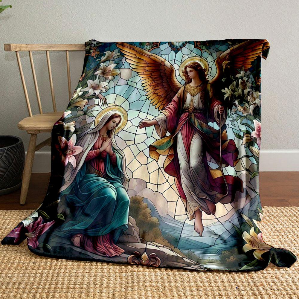 Annunciation Scene Tapestry Blanket  Printed Blanket for Living Room Bed Couch lunch break Soft Cozy Blanket for Friend s festival Gift 80cm x 120cm