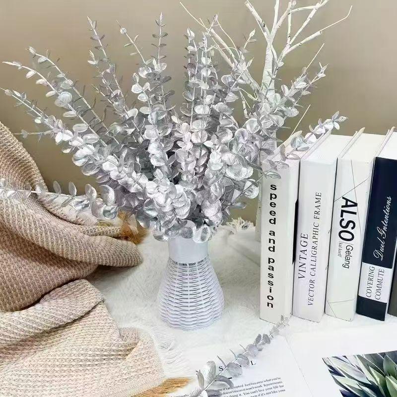 Cross-border Simulation Golden Eucalyptus Artificial Leaves and Flowers for Christmas Decoration