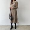 Early Autumn Elegant Lady High Waist Pleated Long Maxi Comfortable Dress Lightweight High Recognition Elegant with Flattering Chic Dress